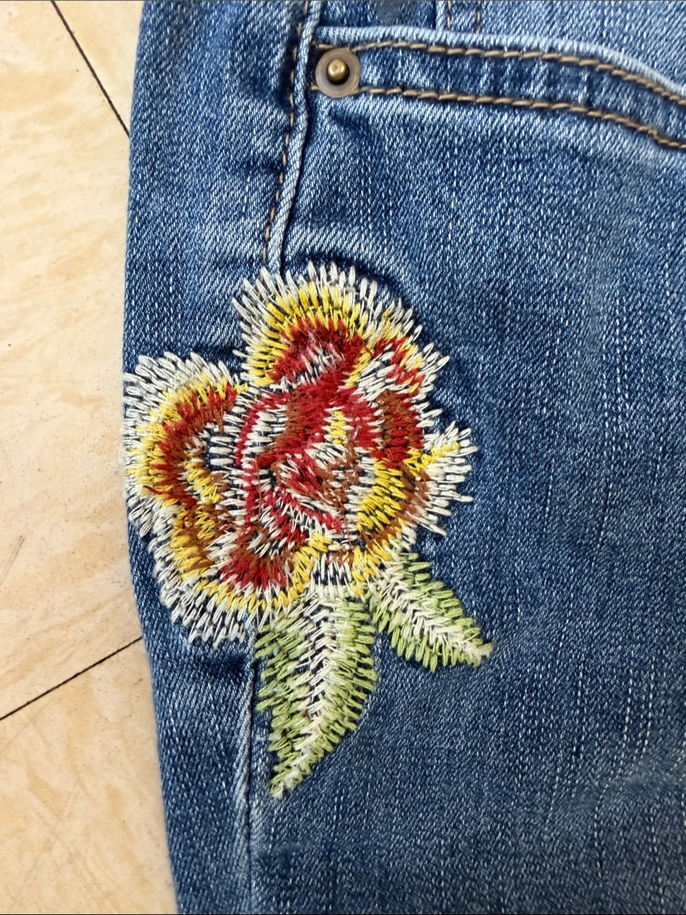 Royalty For Me Blue Embroidered Ankle Jeans - Picture 3 of 5